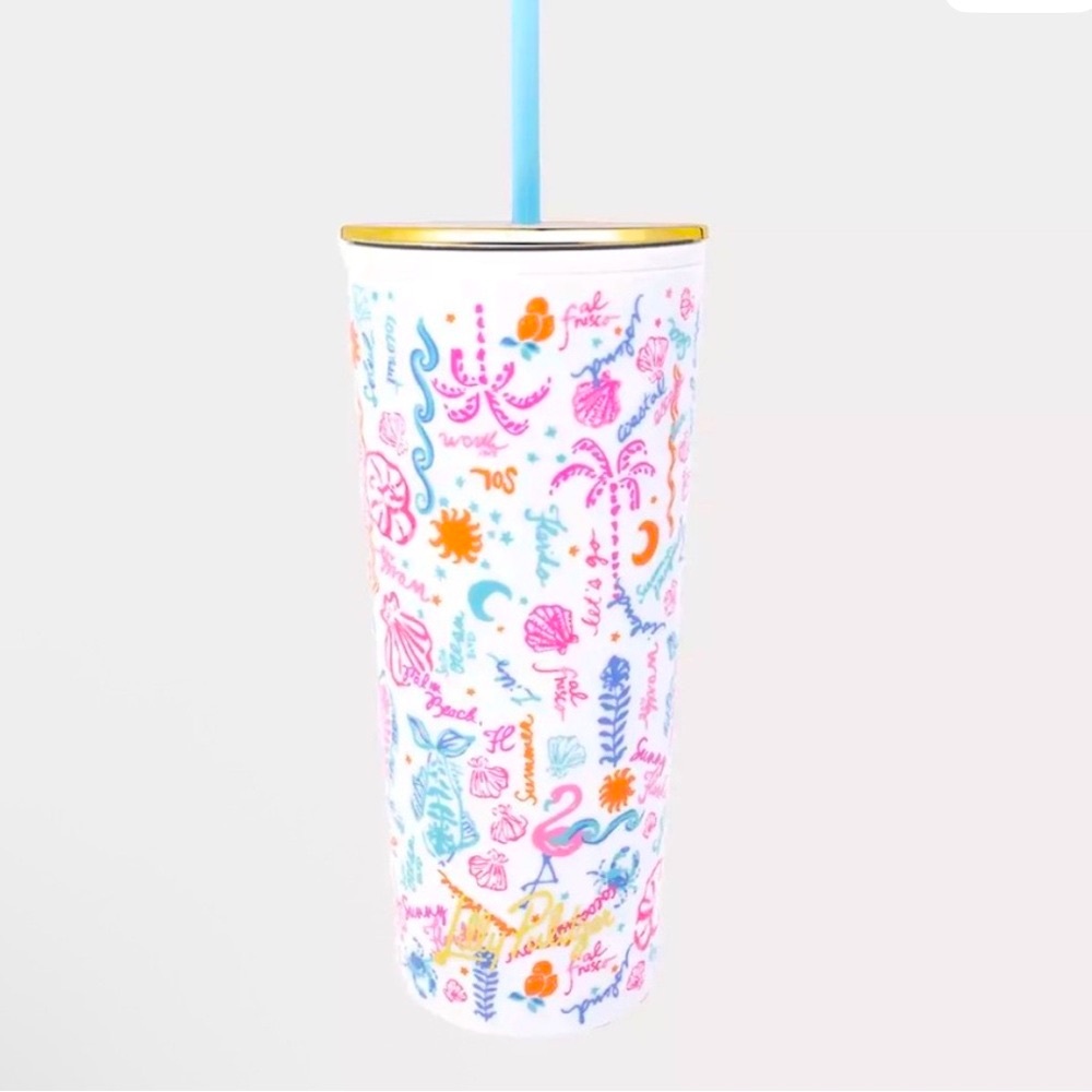 Lilly Pulitzer White and Pink Patterned‎ Summer Seranade Tumbler